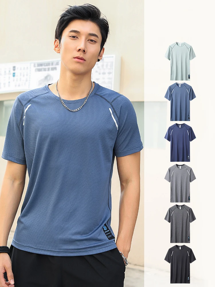 Mens Sports T-shirt Fashion Classic Breathable Sweat-absorbing Quick-dry Fitness Advanced Outdoor Short Sleeve Super Stretch