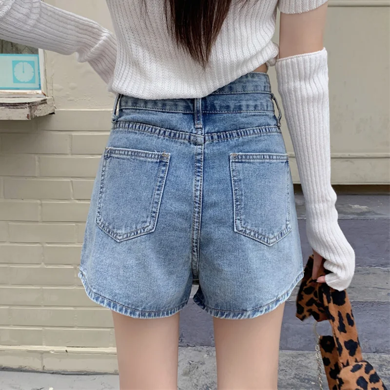 S-5XL New Women Denim Shorts Skirts Summer Fashion Single Breasted Design High Waist Jeans Shorts Casual Plus Size A-Line Skirt