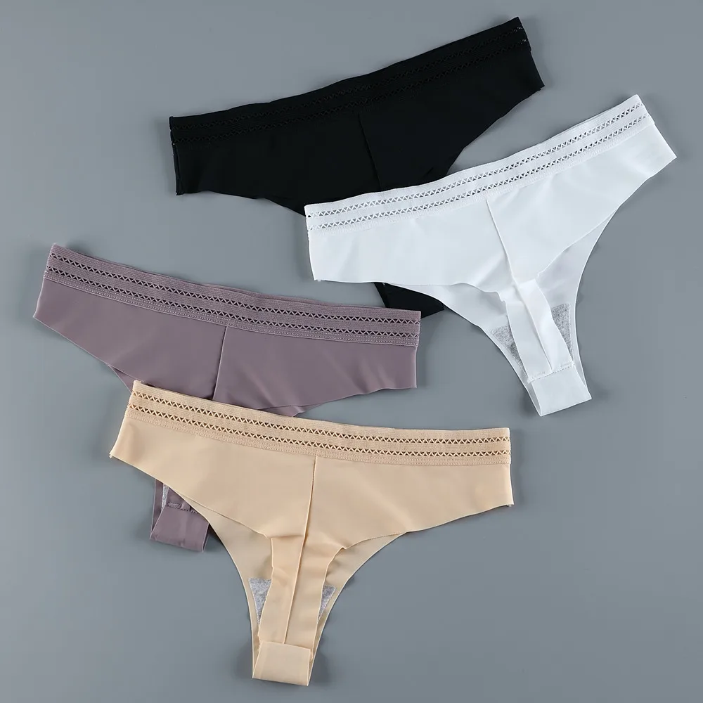 

3 шт., женские бесшовные трусики-стринги с низкой посадкой