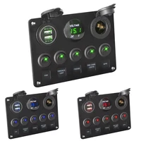 leepee 12v led toggle rocker switch panel dual usb port outlet combination digital voltmeter waterproof for car marine rv ship