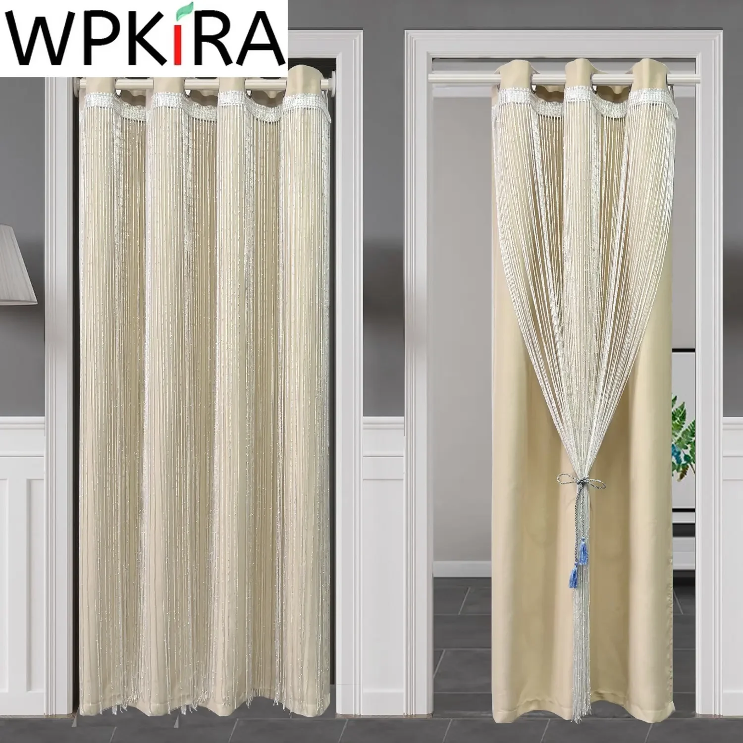 

1PC Household Beige Shading Door Curtain With Silver wire decor Kitchen Bedroom Air Conditioning Windshield Partition Curtain