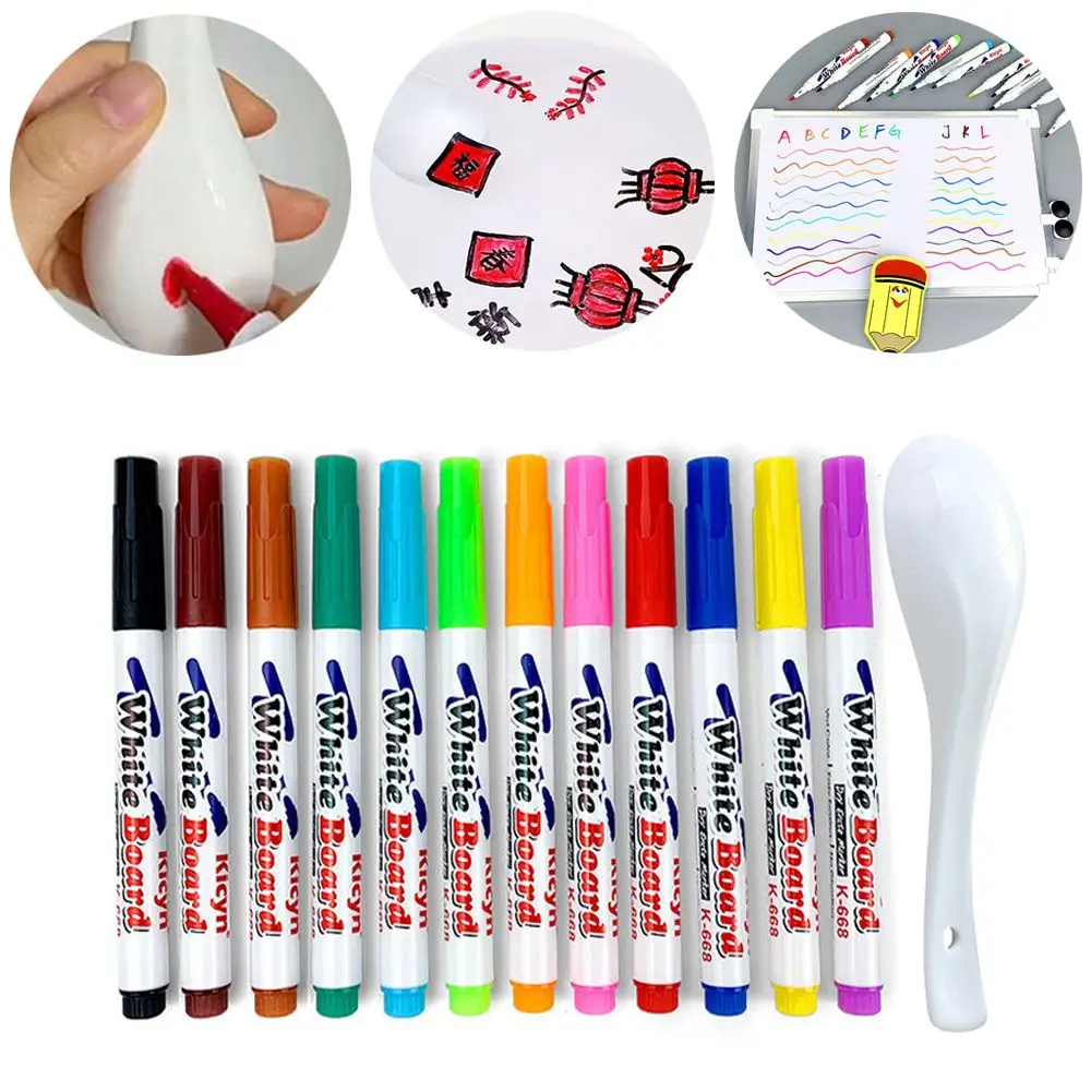 

Magic Water Drawing Colorful Mark Pen Doodle Pen Erasable Floating Pen Whiteboard Markers Magical Water Painting Pen