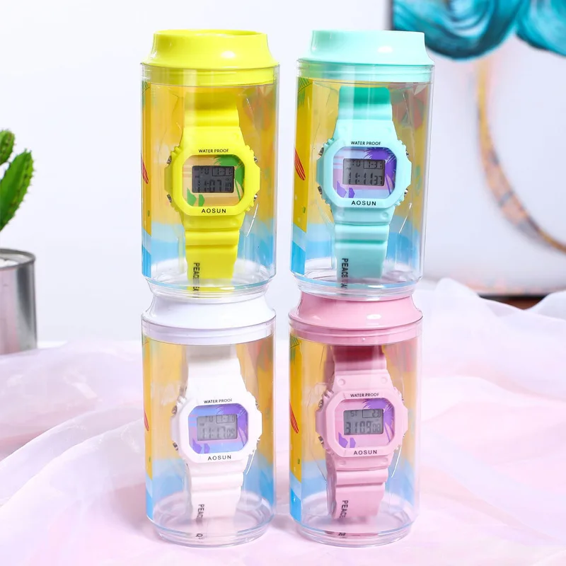 Students' waterproof sports watch with piggy bank creative box electronic watch