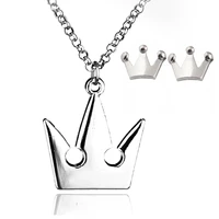 kingdom hearts silver plated royal crown pendant necklace cheap wholesale fashion sora chain necklace for women men