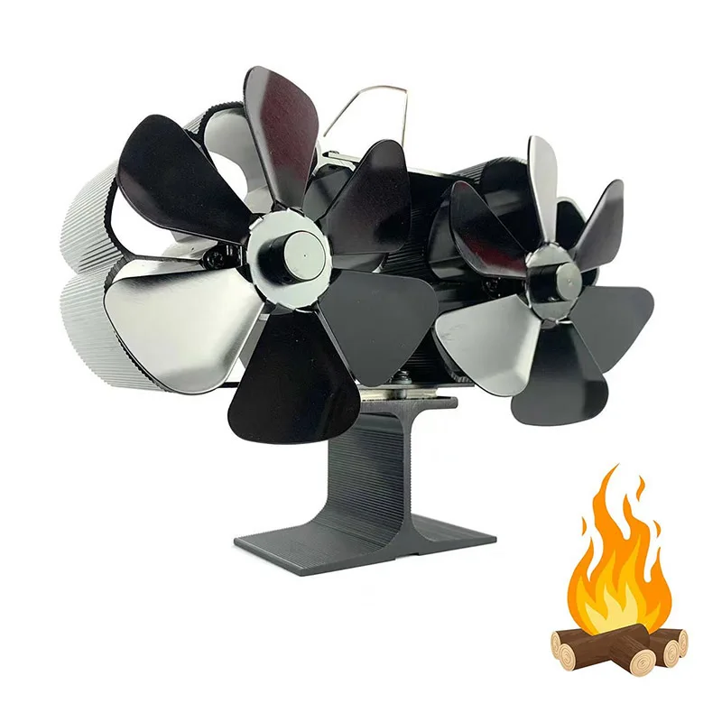 

Heat Powered Fireplace Fan Double Headed 80℃ -350℃ Stove Fan No Battery Low Noise Home Efficient Heat Distribution for Winter