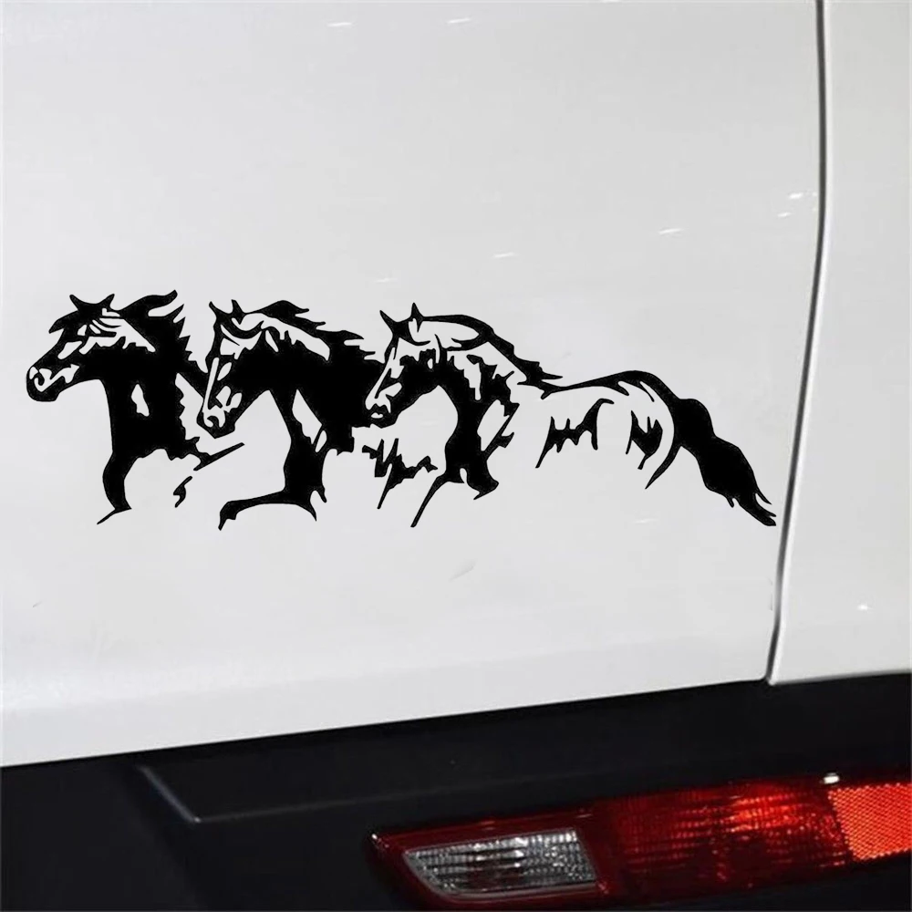 

1Pc Running Horses Car Truck SUV Self Adhesive Waterproof Decal Sticker Car Decoration Accessories Universal Silver White/Black