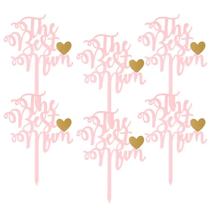 

10Pcs Creative Cake Toppers Acrylic Mother's Day Cake Topper Chic Cake Decors