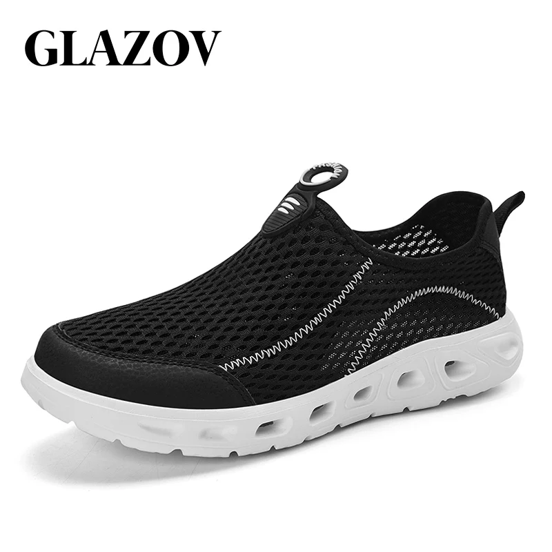

GLAZOV 39-48 High Quality Upstream Men Shoes Men Breathable Air Mesh Fishing Shoes Non Slip Men Beach Sandals Cotton Sneakers