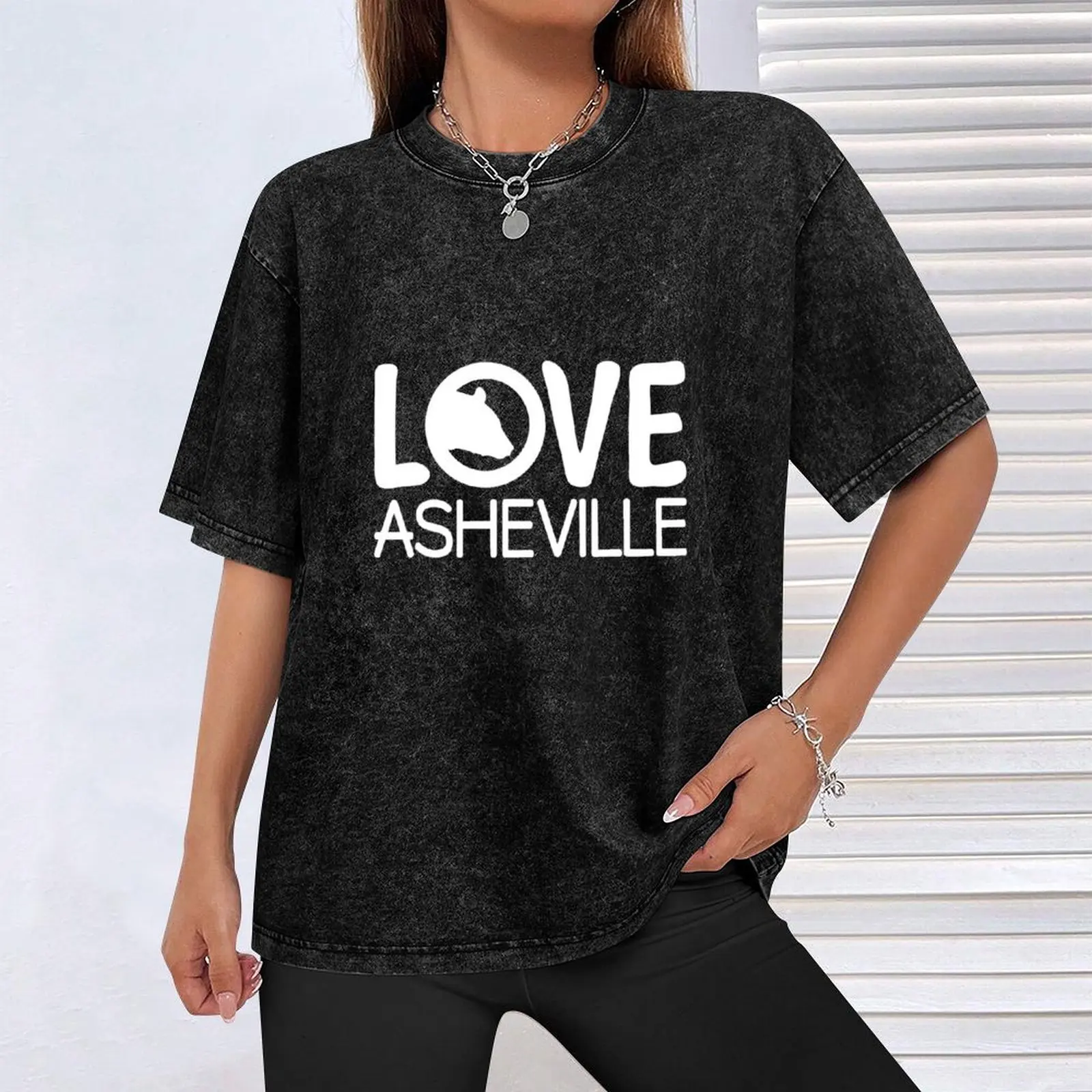 Футболка Love Asheville - Black Bear White On Bluegrey AVL 13 мешковатые рубашки на заказ мужские