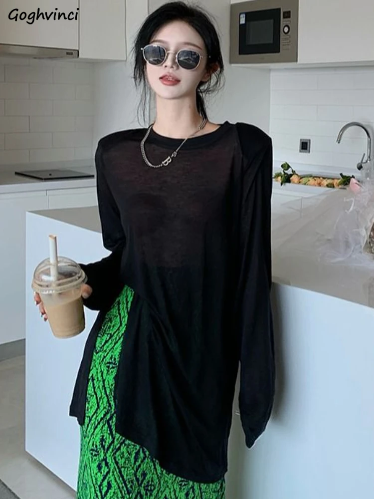

T-shirts Women Simple Leisure Sun-protection Popular Solid All-match Holiday Loose Comfortable Ulzzang Summer Classic Streetwear