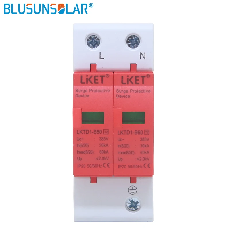 

1pieces / lot Household 2P 20-40KAand 30-60KA 380V AC Low-voltage Anti-lightning SPD Surge Protective Device Mainland China