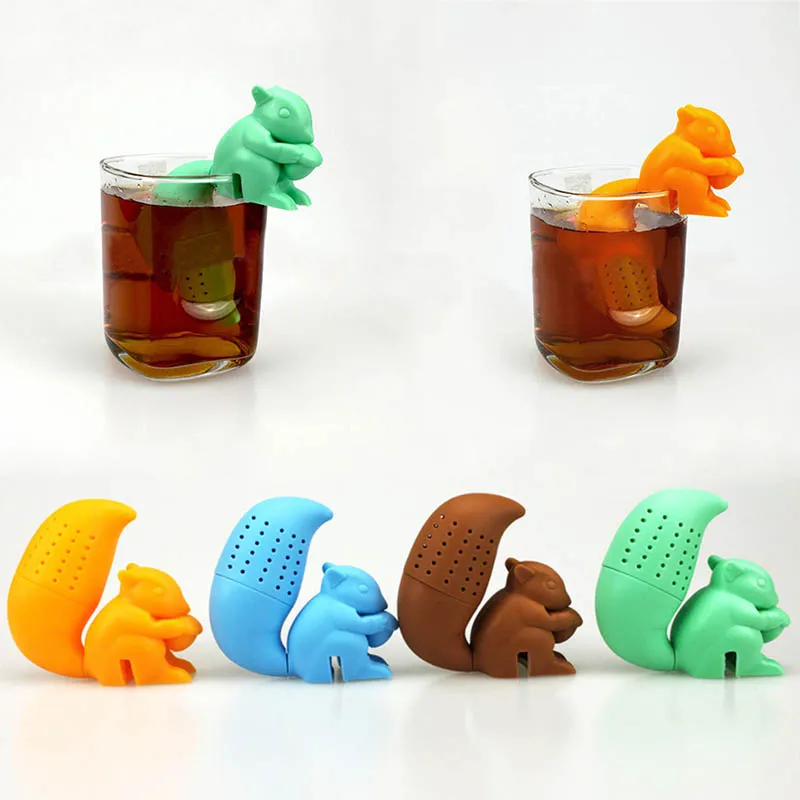 

1 PC Diffuser Accessories Silicone Brewing Tea Device Herbal Spice Filter Tea Infuser Squirrel Shape Reusable Tea Strainer