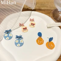 mihan 925 silver needle cute jewelry little rabbit earrings pretty design coating enamel drop earrings for girl lady wholesale