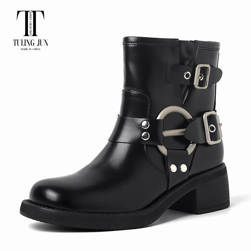 

TULING JUN 2023 New Autumn And Winter Short Women's Boots Rounded Toe Medium Heel Fashion Comfort Casual Shoes For Women L
