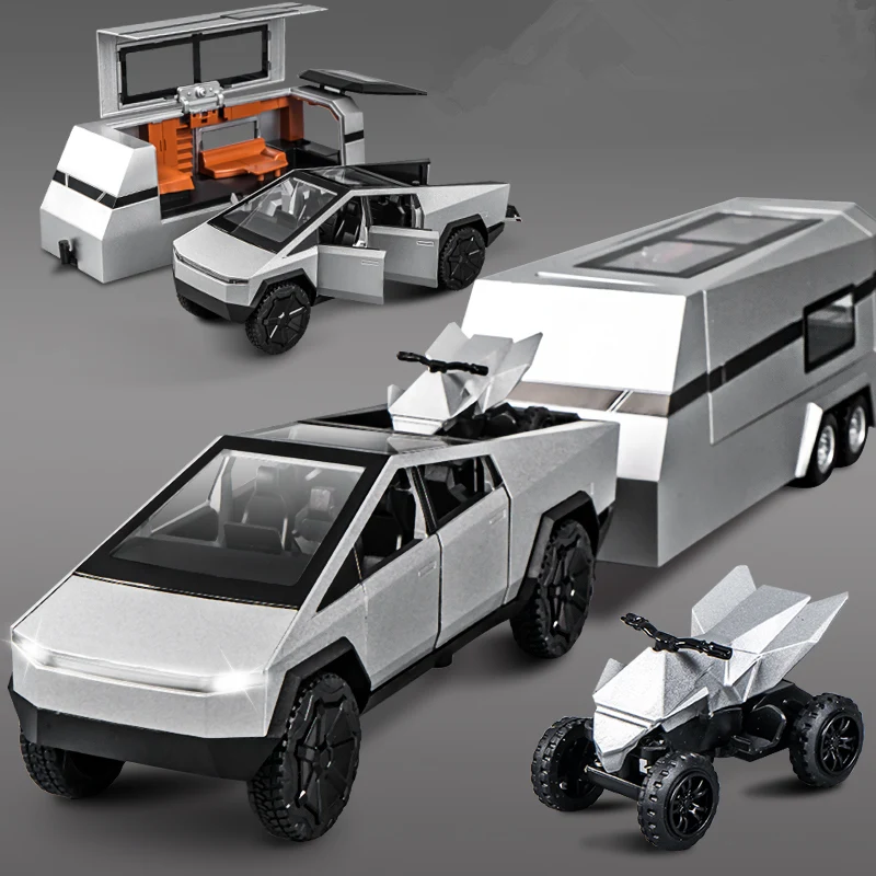 Большой размер 1/24 Cybers Truck Pickup Trailer модель автомобиля из сплава литая под давлением