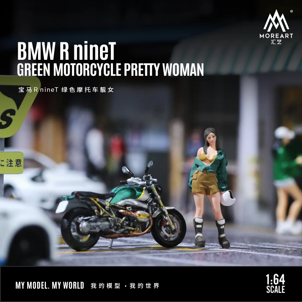 Предварительный заказ *MoreArt 1:64 BMW R nineT Зеленый набор мотоциклетных кукол -