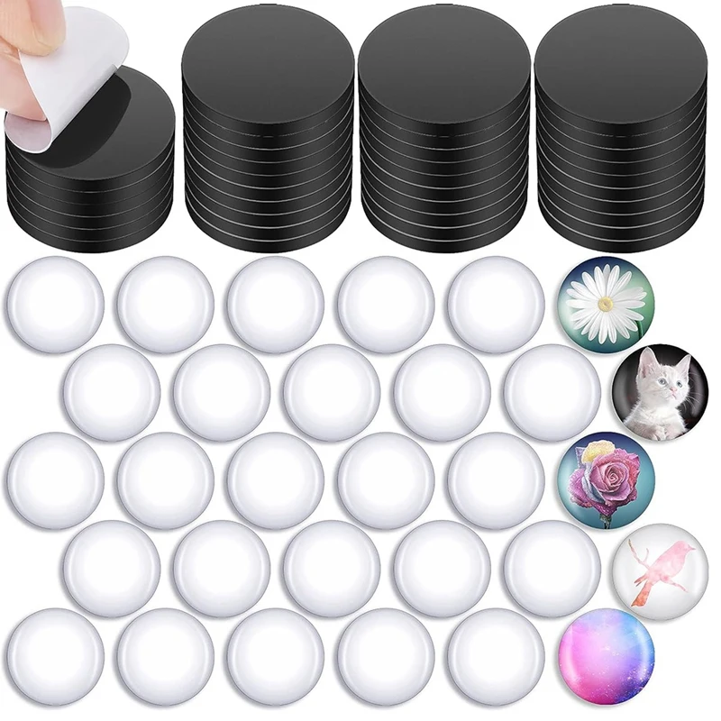 

Магниты на холодильник для рукоделия, наборы круглых магнитных дисков с прозрачными купольными кабошонами, стеклянные магнитные диски (48 наборов), простые в использовании