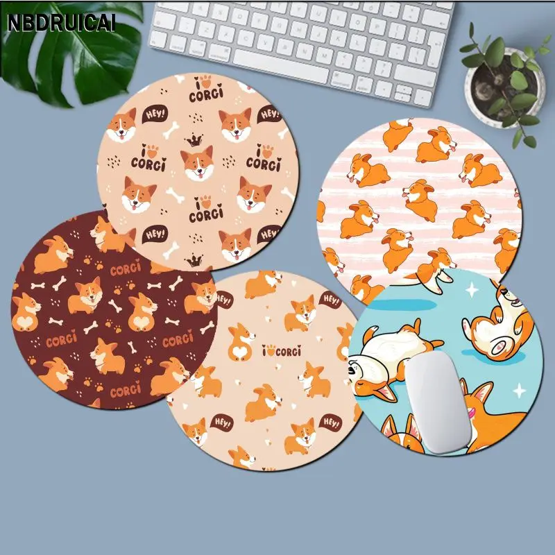 

Kawaii Corgi Shiba Inu 22x22cm Round Kawaii Cartoon Anime Gaming Mouse Keyboard Mouse Mats Deskpad Girls For Teen Girls Bedroom