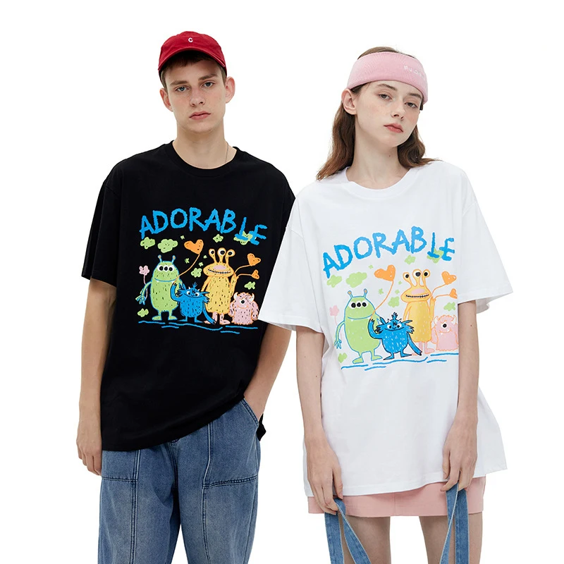 

Женские и мужские летние топы с коротким рукавом и принтом