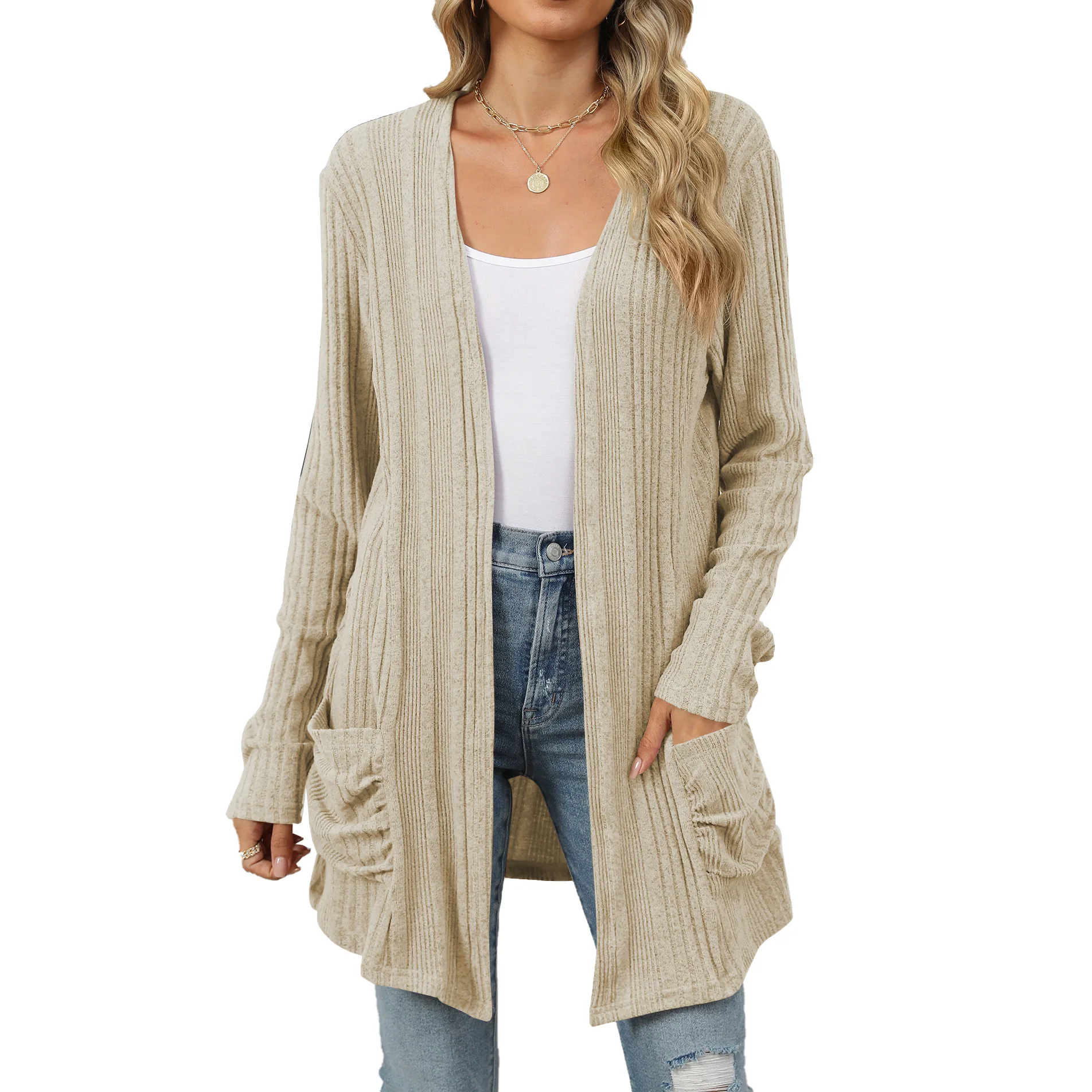 Новинка 2024 Женская Коллекция осень-зима повседневный однотонный кардиган с