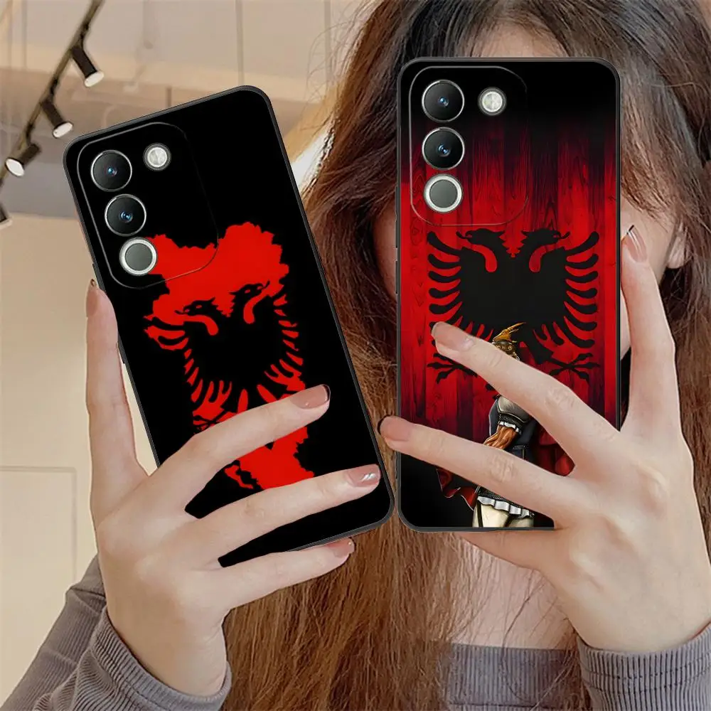 Фото Чехол для телефона с флагом Албании для VIVO V60 V50 V40 V30 V29 V27 V25 V23 Pro Lite 5G, мягкий противоударный чехол из ТПУ №1