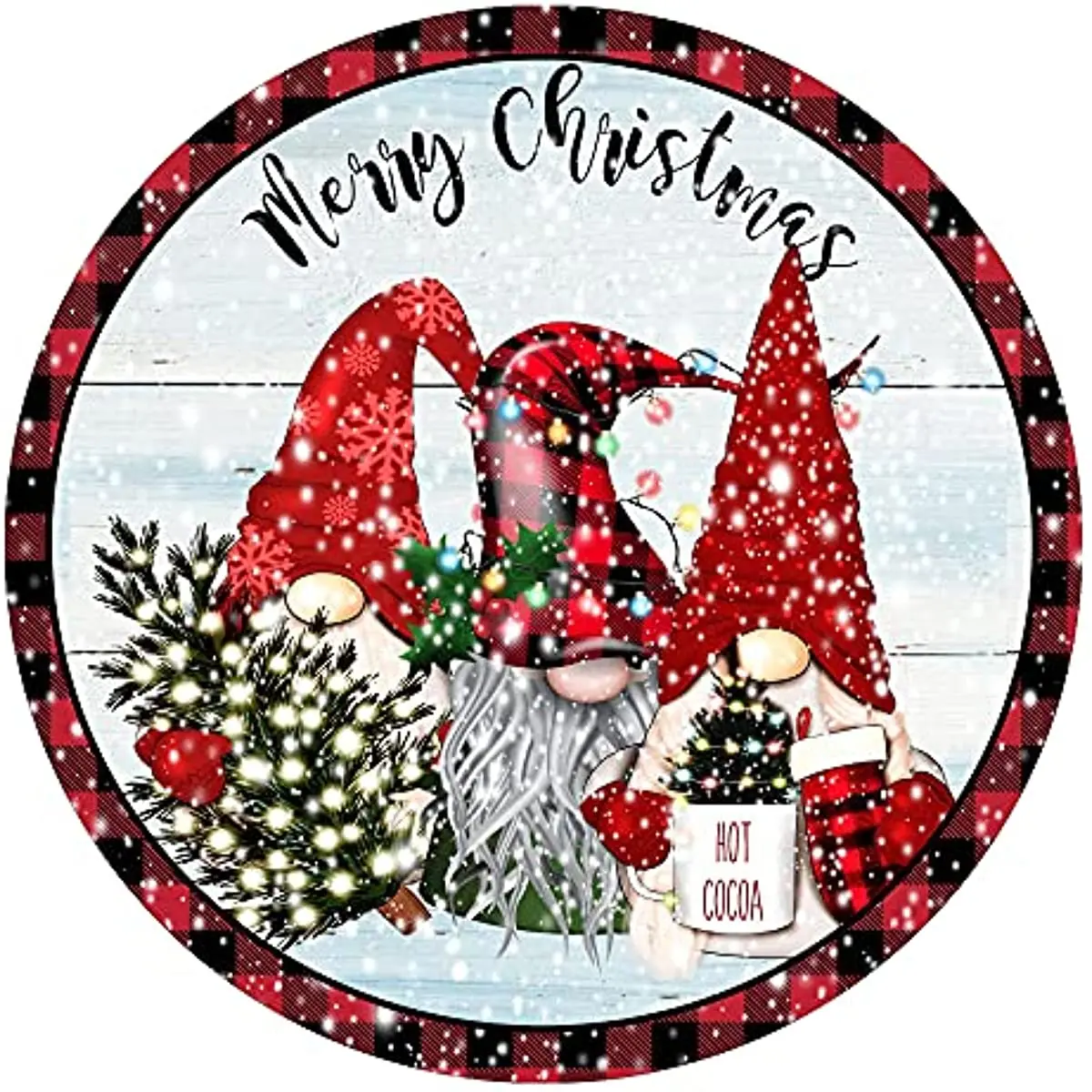 

Round Metal Tin Sign Christmas Decorative Wall Plaque Merry Christmas Wreath Sign, Family Bar Restaurant Wall Decorative Sign