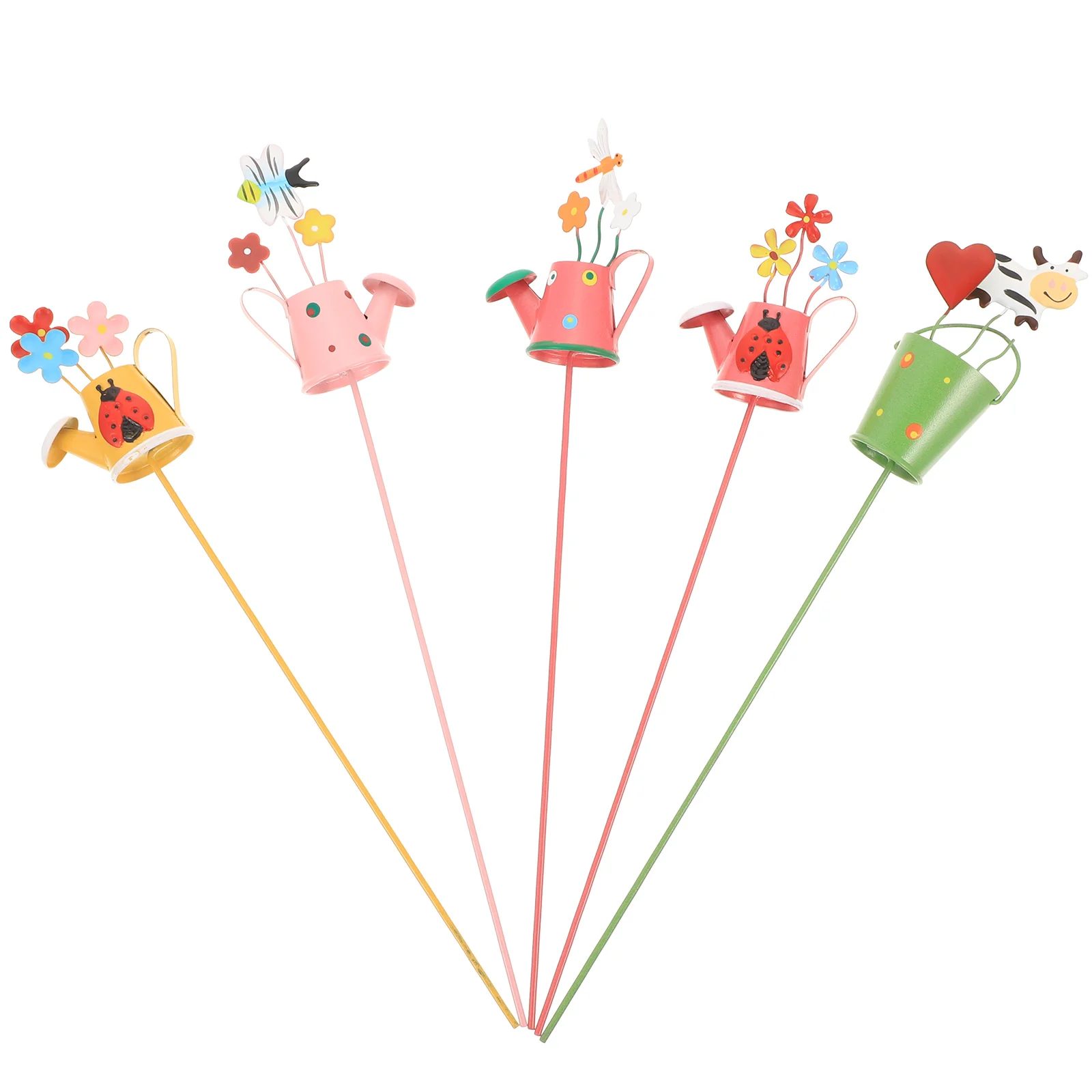 

5 Pcs Flower Arrangement Iron Pick Garden Stakes Cutting Pot Metal Crafts Ground Inserted Decor Picks