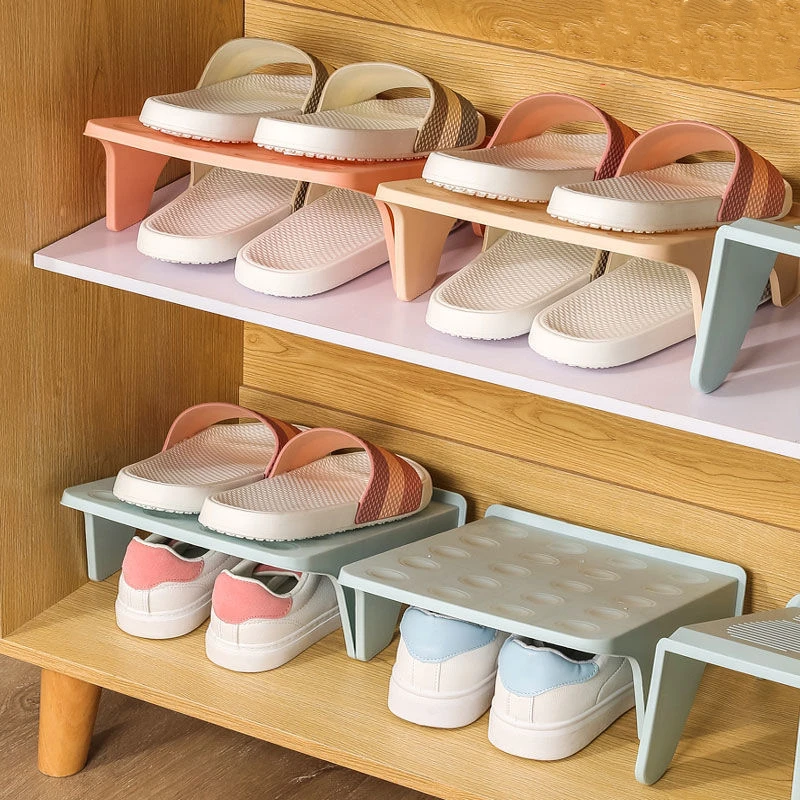 

Plastic Double Layer Storage Shoe Rack Double Layer Integrated Shoe Holder Space Saver Household Shoes Shoe Cabinet Organizer