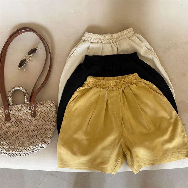 

2022 Summer New Children's Harem Pants Loose Kids Cotton Linen Casual Pants Solid Baby Shorts Boys Girls Thin Cropped Pants