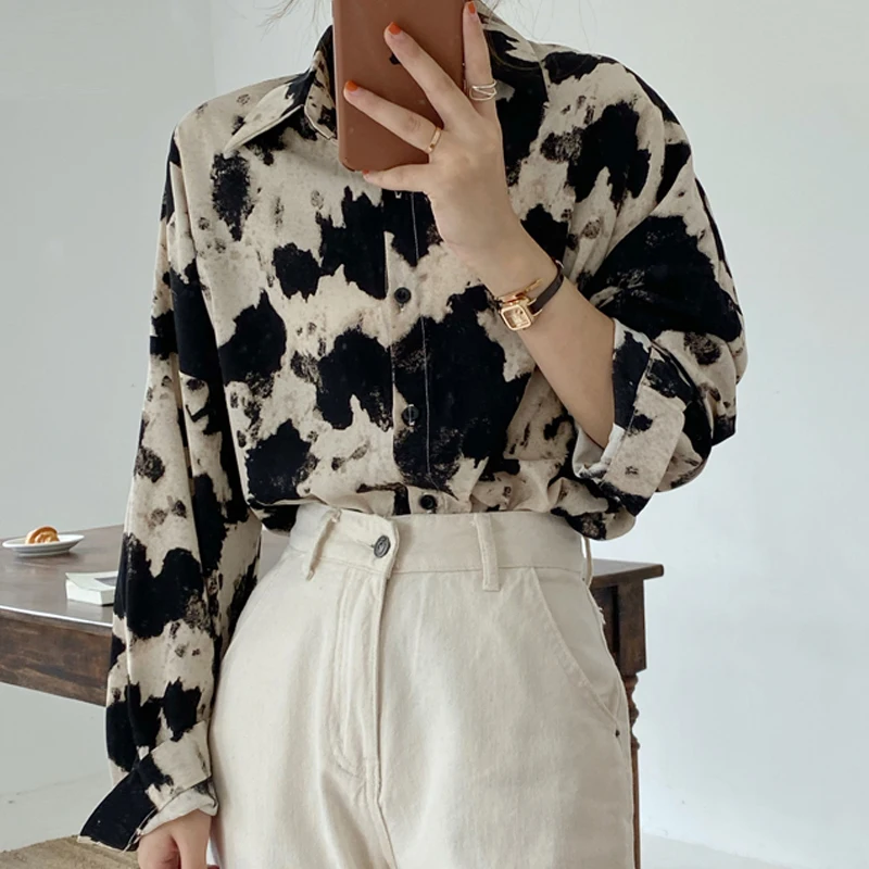 Rope de Mujer camisas с леопардовым принтом женская винтажная рубашка повседневная