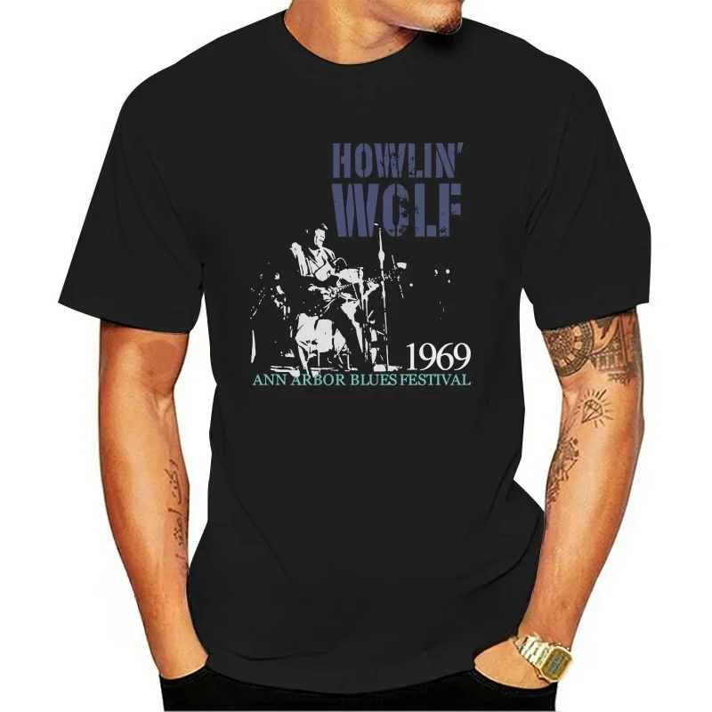Мужская Винтажная Футболка Howlin' Wolf в стиле ретро черная маленькая футболка для