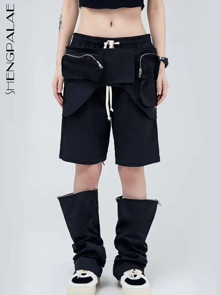 

SHENGPALAE, модные, уличные, дизайнерские, женские, на молнии, с большим карманом, съемные, повседневные, брюки-карго, новинка 2023, Осень-зима, 5R6331