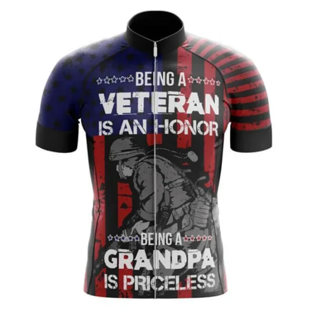 

Men Being A Veteran Cycling Jersey Short Sleeve Tops Bicycle MTB Downhill Shirt Road Bike Team Summer Sports Clothing