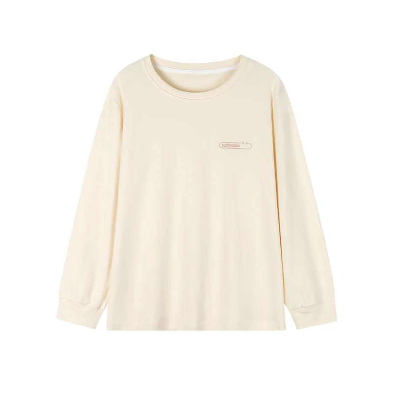 Цельный женский пуловер с длинными рукавами хлопковая пижама топ на весну и