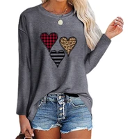 cute sweet love heart print women t shirt long sleeve o neck loose casual t shirt tops 2022 new spring autumn clothing pullovers