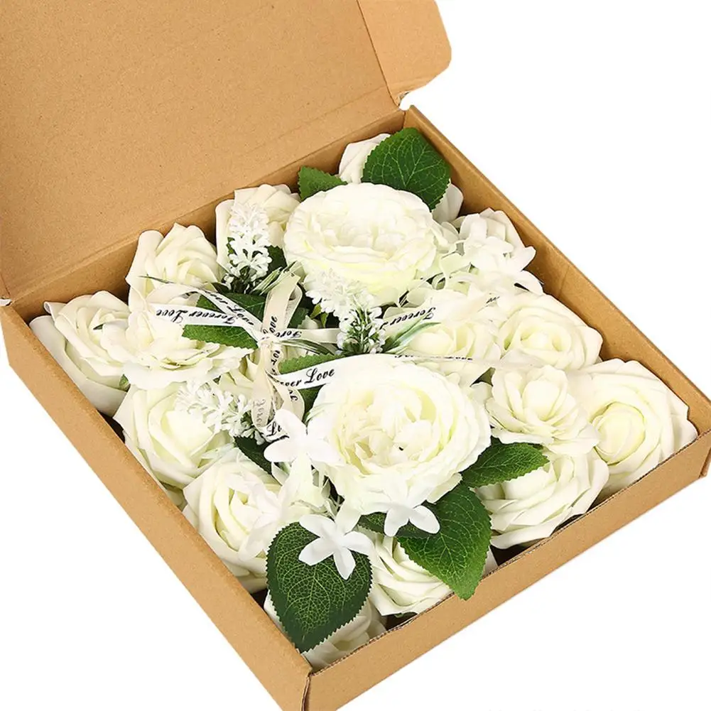

Colorful Artificial Flower Combination Gift Box Trimmable Diy Bouquet For Wedding Center Party Baby Shower Home Decoration