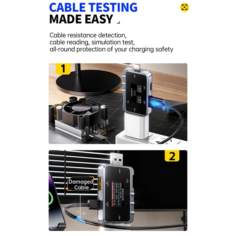 FNIRSI FNAC-28 USB-тестер Type-C Измеритель тока и напряжения Быстрая зарядка Обнаружение