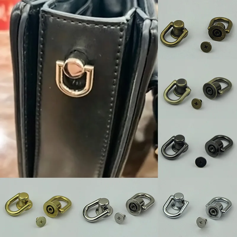 

1pc Metal Round Ring Stud Bags Side Clip Screw Nail Rivet Bag Strap Connector Hang Buckle DIY Purse Leather Hardware Accessories