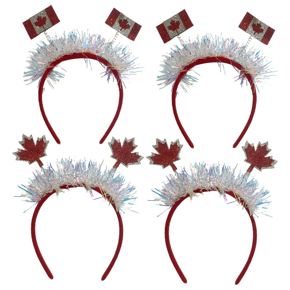 

4 Pcs National Day Hair Accessories Cosplay Headdress Prop Tinsel Holiday Party Supply Norway Flag Headband Pompom Decoration