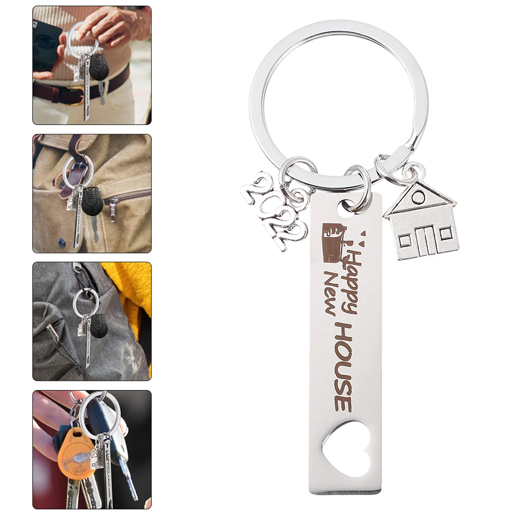 

New Keychain Home Keyring Gift Housewarming Key House Movingadventures Homeowner Ring Memories Rings Steel Stainless Chain First