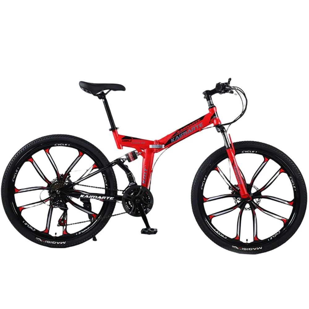 

Dual Shock Absorption Folding Bike with Wear Resistant Tire, Durable Mountain Bicycle, 26 Inches