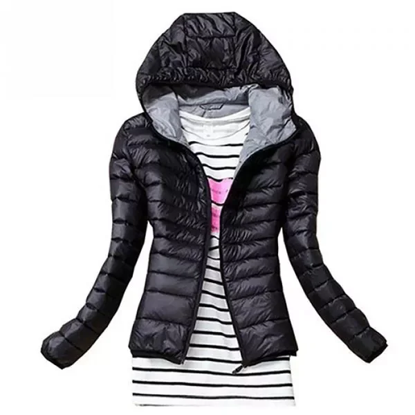 New2022 Autumn Warm Jacket Hooded Coats Women's Slim Cotton Padded Lining Zipper Top with Pockets Female Parka Coat XS-XL