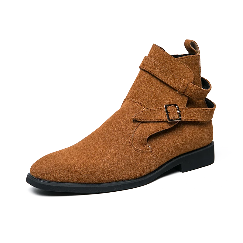 Зимние ботинки 2022 замшевые челси для мужчин модные на платформе с острым носком