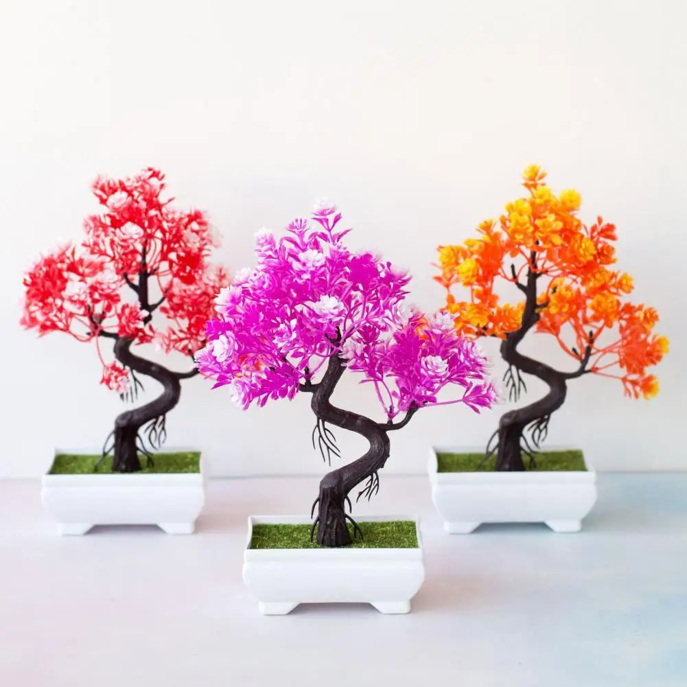

Chic Faux Bonsai No-watering Colorfast Decorative Beautiful Faux Flower Bonsai Artificial Plant Simulation Bonsai