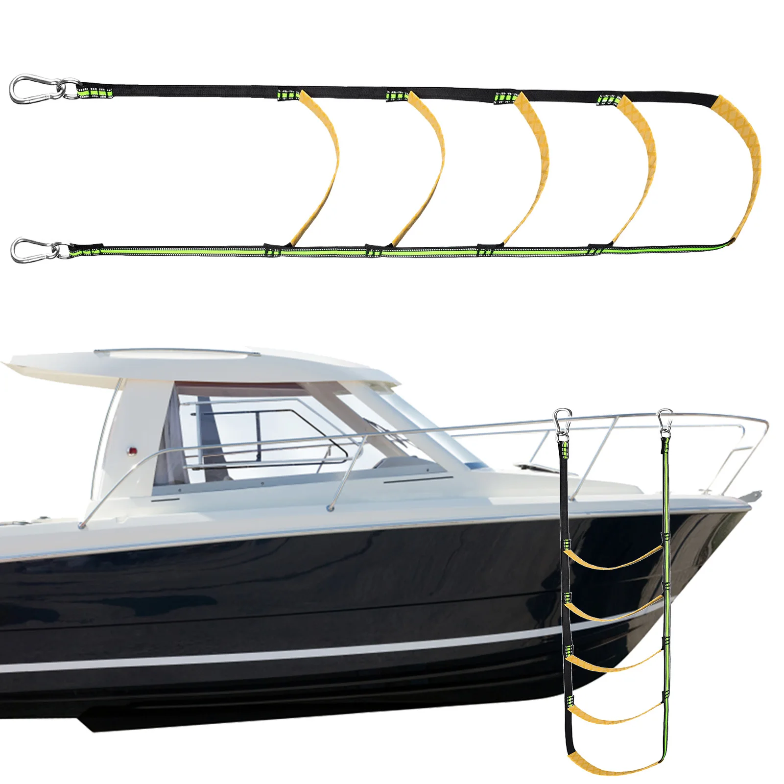 

5-ступенчатая веревка для лодки, лестница для посадки, 5-ступенчатая портативная лестница для посадки на лодке, док-станция для надувной лодк...