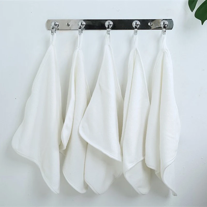 

High Quality White Cotton children's Towel Soft Cloth Absorbent Baby Small Square Towel Home Can Be Hung Children Towel