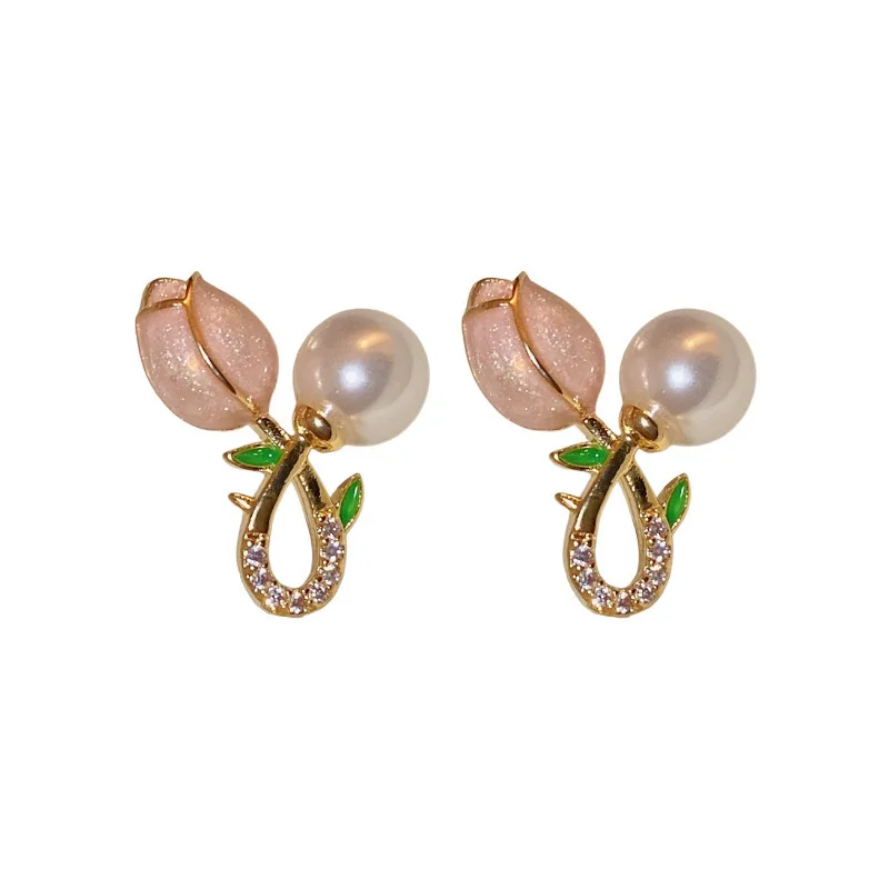 European and American Fashion New Luxury Rural Style Tulip Flower Earrings for Women and Jewelry Banquet Party Couple Gifts