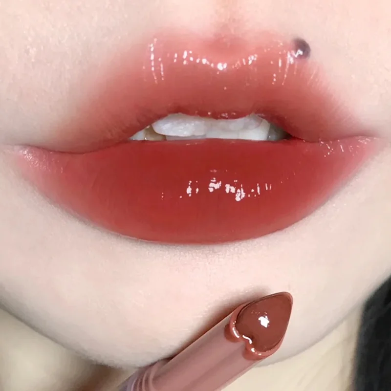 

Flower Love Jelly Mirror Lipstick Crystal Clear Lip Glaze Heart Shape Waterproof Non-stick Transparent Cup Lipstick Korea Makeup