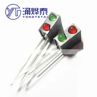 yyt 20pcs led lamp holder with lamp 3mm red and green double color 2 black square lamp post 90 degree bent pin
