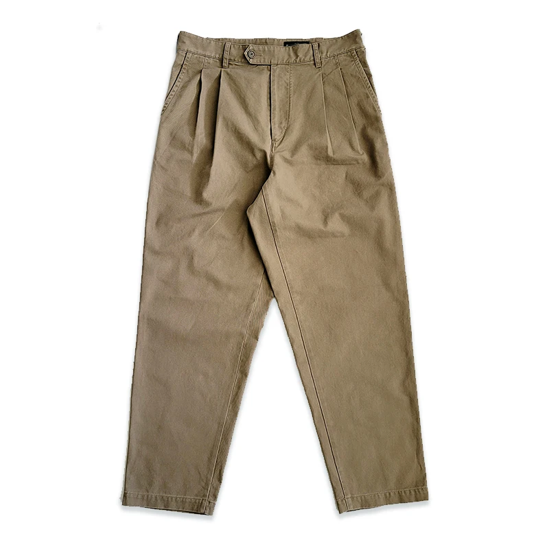 Men's Vintage Loose Cotton Khaki Casual Pants Amekaji Overalls